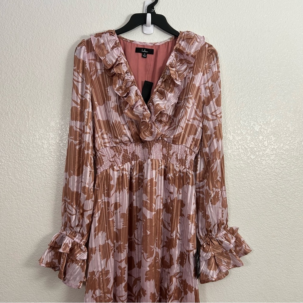 Lulus Exquisite Attention Lilac Floral Print Ruffled Long Sleeve Dress - Picture 3 of 11